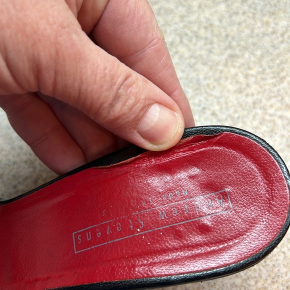 Andrew Stevens Vintage slide on Black and Red heels Size 39 US 8 made in Italy - Picture 12 of 14